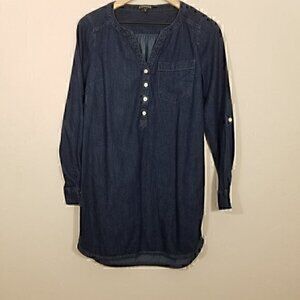 Express Denim Long Sleeve Long Shirt/Mini‎ Dress Blue Size XS